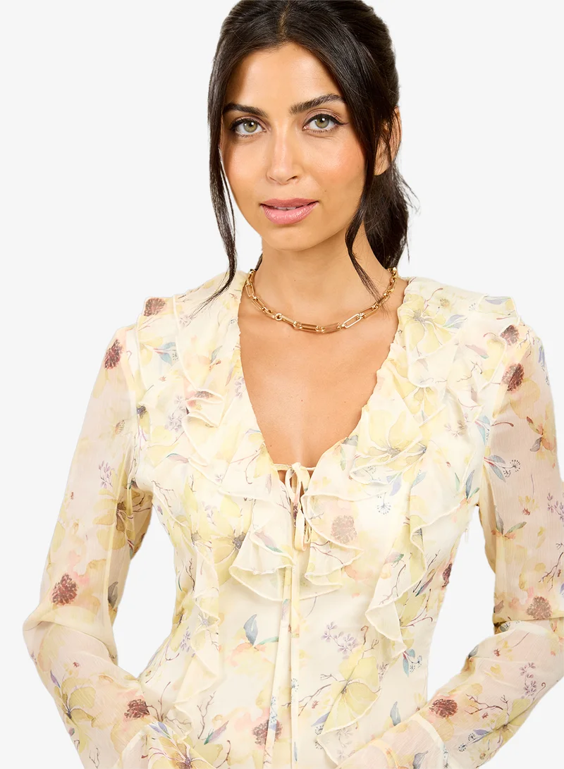 Little Mistress  Floral Chiffon Midi Dress for Women | Best Price UAE